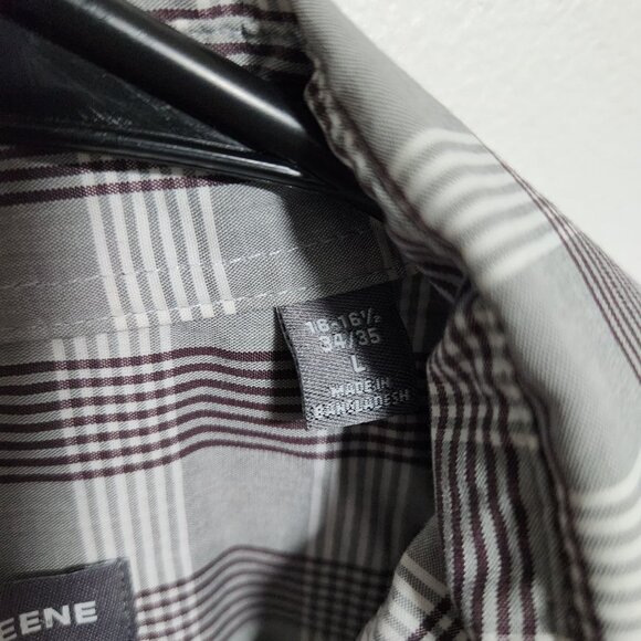 Geoffrey Beene Button Front Shirt Mens Size Large Plaid Long Sleeve Slim Fit - Picture 4 of 4